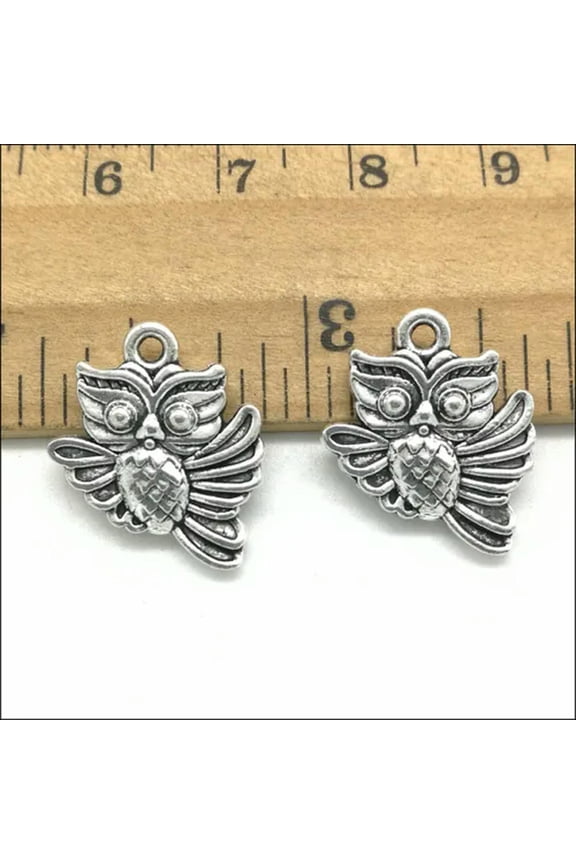 Lot 6/20/50pc Owl Antique Silver Charms Pendants For Jewelry Making DIY 18*15mm-50pcs