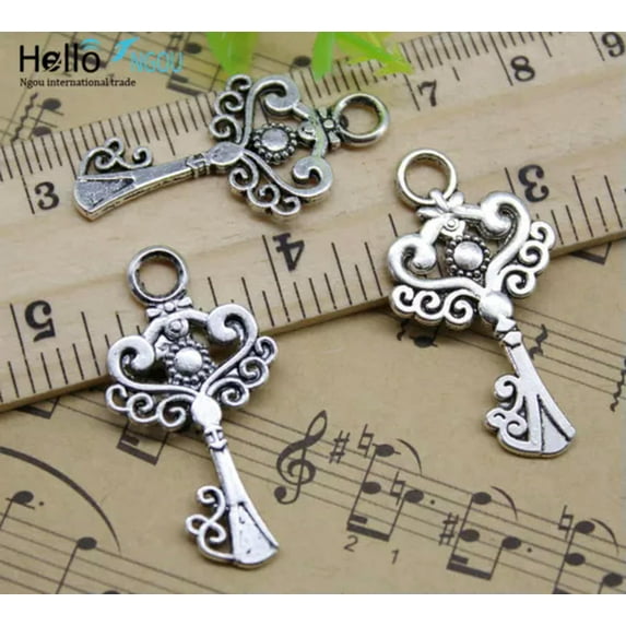 U8MO Lot 6/20PC Crafts Retro Jewelry Making DIY Key Alloy Charms Pendants 33x18mm-100pcs