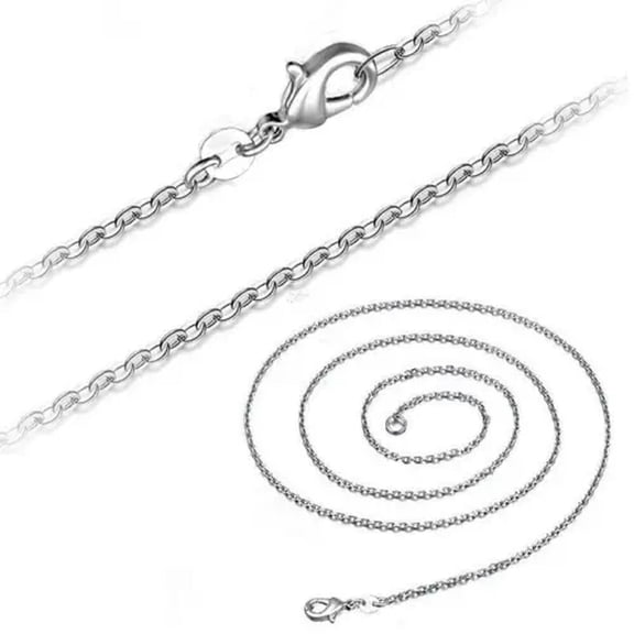 U8MO Lots 5pcs Silver 1mm Copper Metal Open Link Cable Chains Necklaces 16" ~ 24" DIY-24"