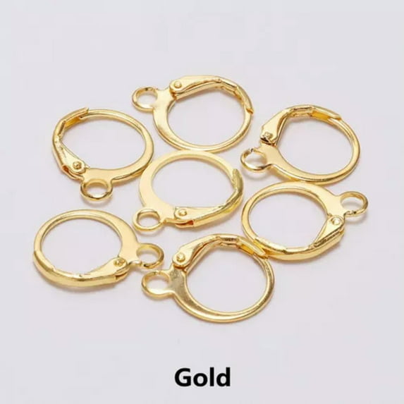 U8MO Metal 20pcs 14x12mm French Ear Loop Hoop Clip Hooks DIY Earring Making-Gold