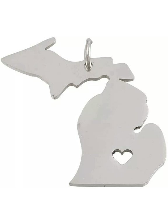 Michigan Charm Michigan Pendant State Findings Silver Stainless Steel MI