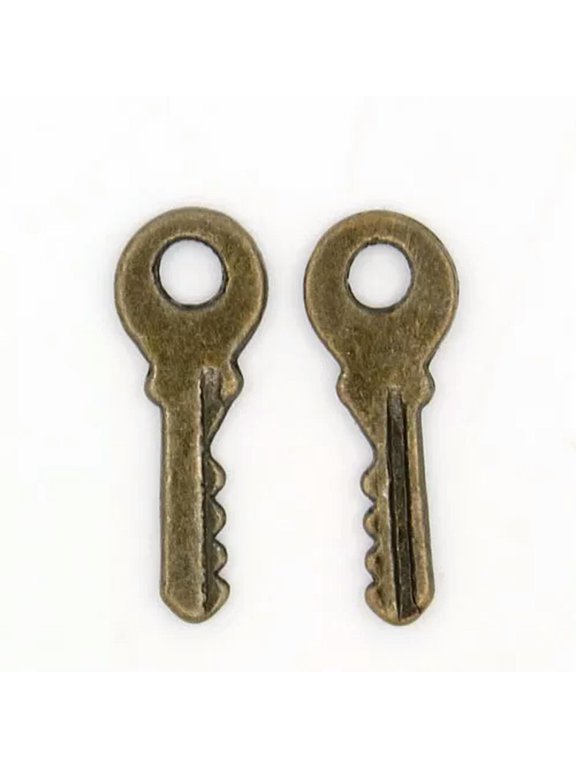 Miniature Key Charms Antique Bronze Skeleton Keys Steampunk Findings Tiny 10pcs