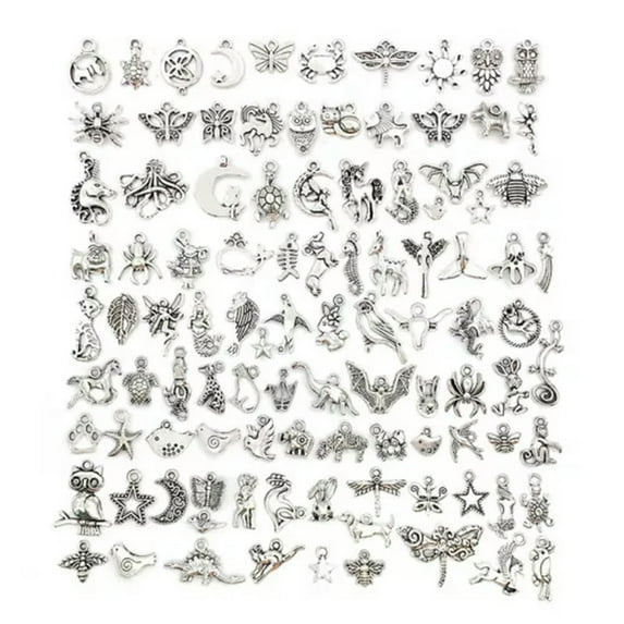 U8MO Mix 100pcs Antique Silver Charms Pendants for Jewelry Making Earrings Bracelet-3# Mix 100pcs