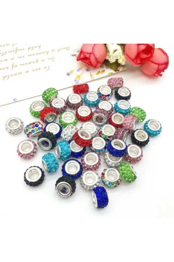 Mix 10pcs Colorful Large-Holed Beads for DIY Snake Bone Bracelet beaded-21# Mix 10pcs