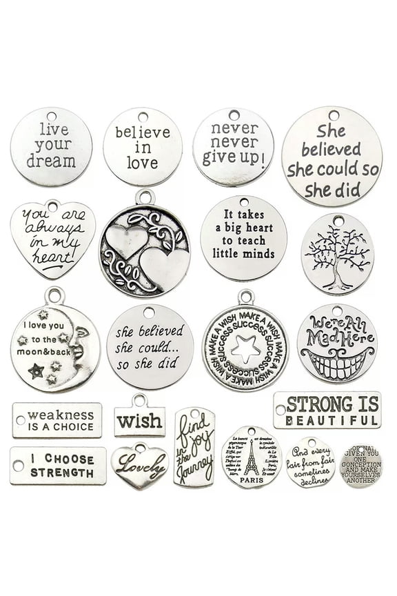 Mix 20psc inspirational Letter Charms Pendant For Jewelry Making DIY Key Chain