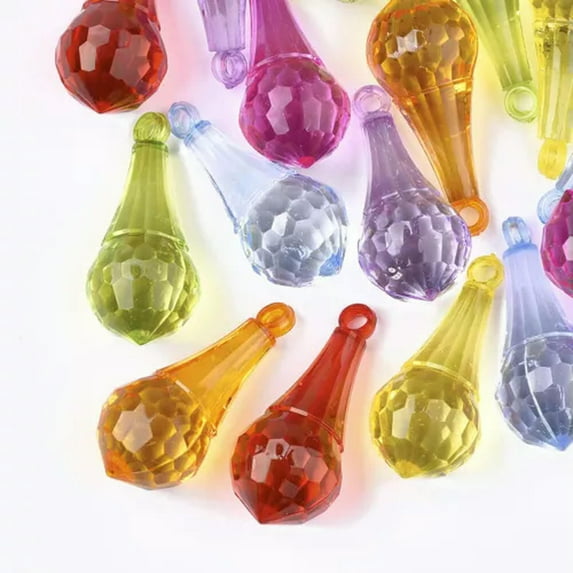 U8MO Mixed Transparent Acrylic Pendants Mini Cute Charms DIY Craft Jewelry 22~46.5mm-Drop-10pc-38.5x17x17mm hole:3mm