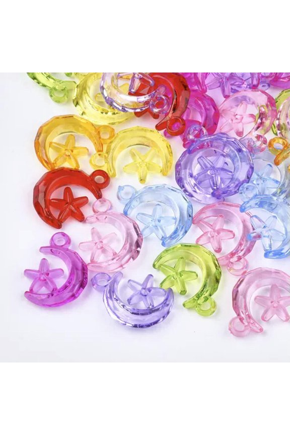 Mixed Transparent Acrylic Pendants Mini Cute Charms DIY Craft Jewelry 22~46.5mm-Moon with Star-50pc-25x19x6mm ...