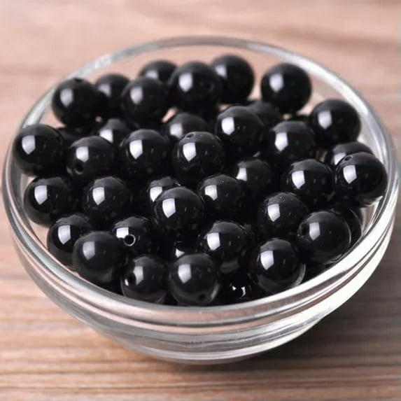 U8MO Natural Agate Colorful Stone Round 4mm 6mm 8mm 10mm 12mm Loose Beads Lot-Black Agate-6mm 50pcs