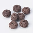 thumbnail image 1 of U8MO Natural Volcano Lava Stone 5x8mm 6x10mm Rondelle Loose Crafts Beads DIY Jewelry-6x10mm 32pcs-Deep Brown, 1 of 5