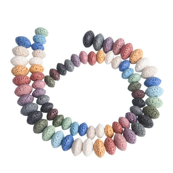 U8MO Natural Volcano Lava Stone 5x8mm 6x10mm Rondelle Loose Crafts Beads DIY Jewelry-6x10mm 32pcs-Mixed