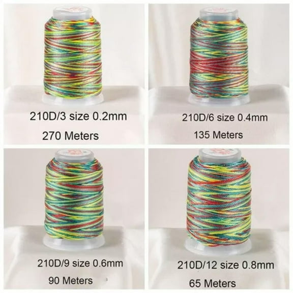 U8MO One Spool Variegated Polyester Sewing Embroidery Thread String 210D/3,6,9,12-1#-210D/6 135 Meters