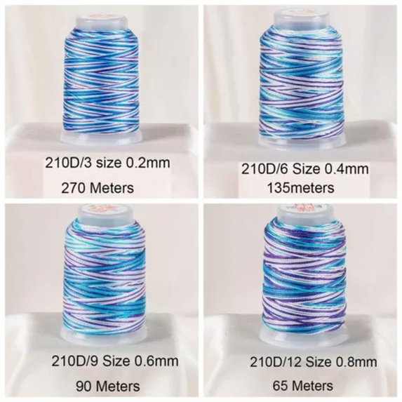 U8MO One Spool Variegated Polyester Sewing Embroidery Thread String 210D/3,6,9,12-9#-210D/6 135 Meters
