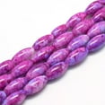 thumbnail image 1 of U8MO 10 Speckled Glass Beads 22mm Assorted Lot Oval Jewelry Supplies Fuchsia Purple, 1 of 1