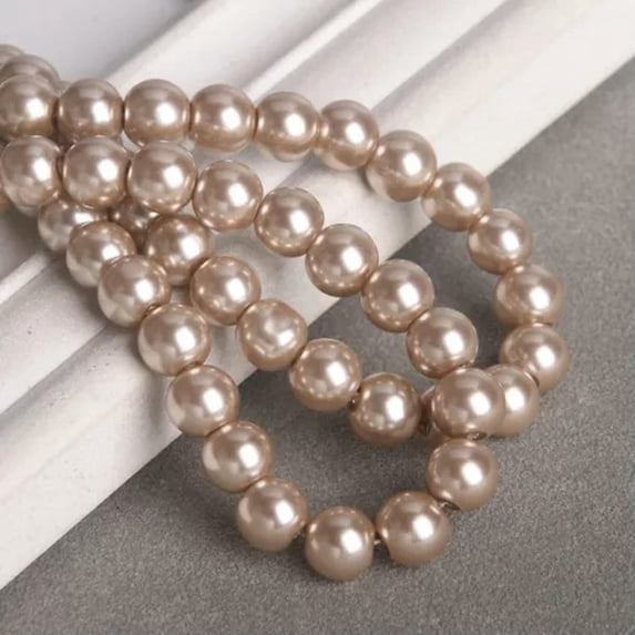 U8MO Pearl Glass Round 4mm/6mm/8mm/10mm/12mm/14mm Loose Beads for Jewelry Making-4mm(100pcs)-Light Brown