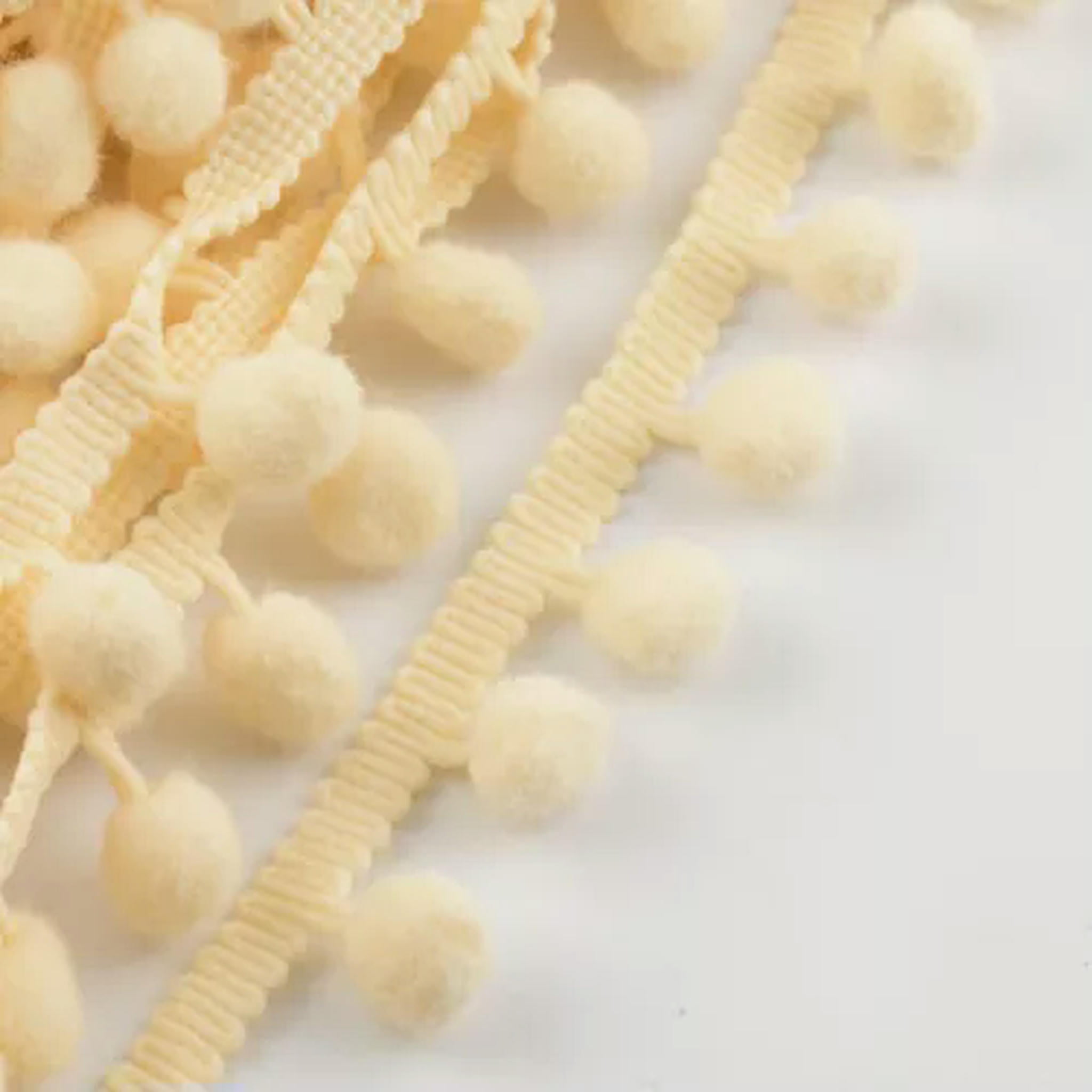U8MO Pompom Trim Ball Fringe Ribbon DIY Sewing Accessory Lace 1/5/15 yards-Beige-5 yds