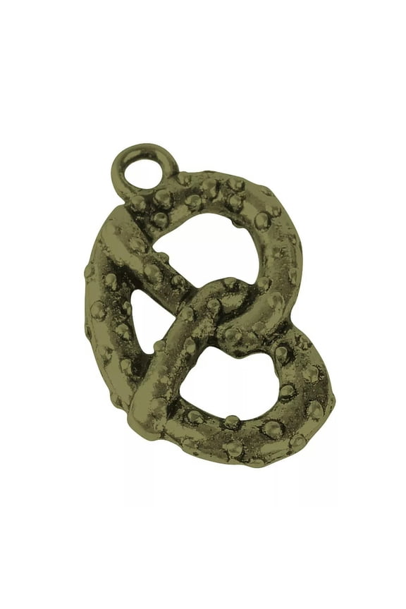 Pretzel Charms Antiqued Bronze Food Jewelry Making Supplies Bakery 23mm 4pcs