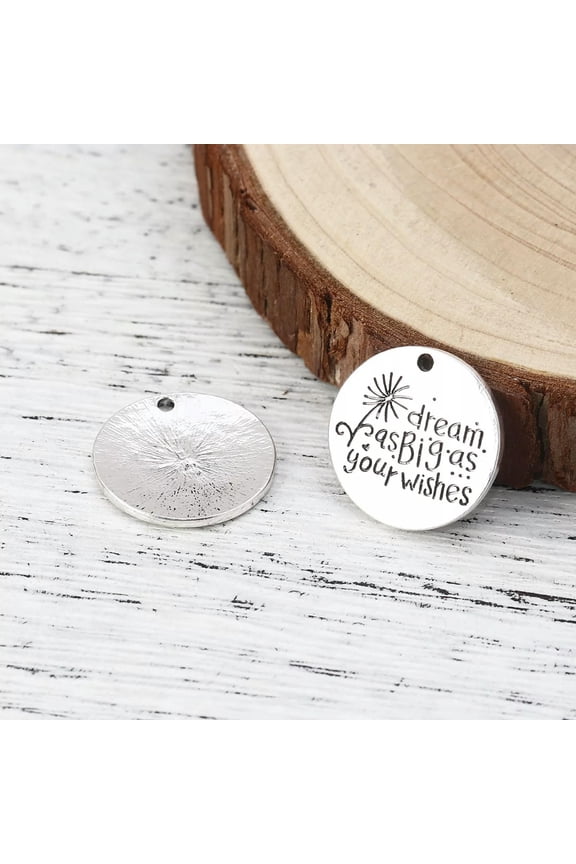 Quote Charm Antiqued Silver Dream As Big As Your Wishes Pendant Inspirational
