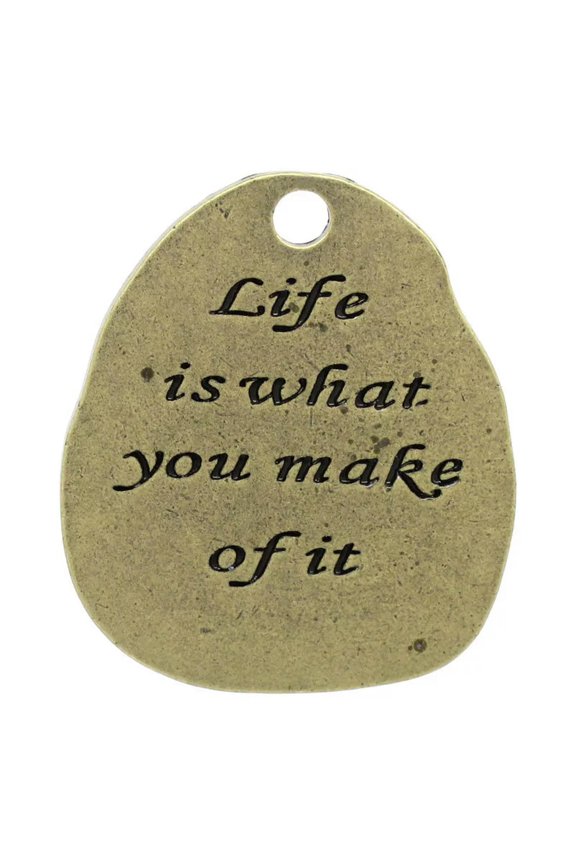 Quote Pendant Word Pendant Antiqued Bronze Inspirational Charm Life Quote
