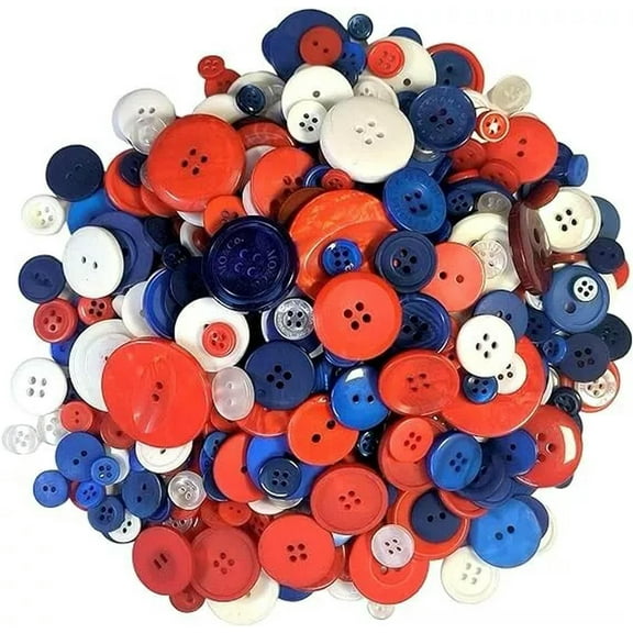 U8MO Resin Buttons 4th of July Jewelry Making Sewing Supplies Red White Blue Bulk 600