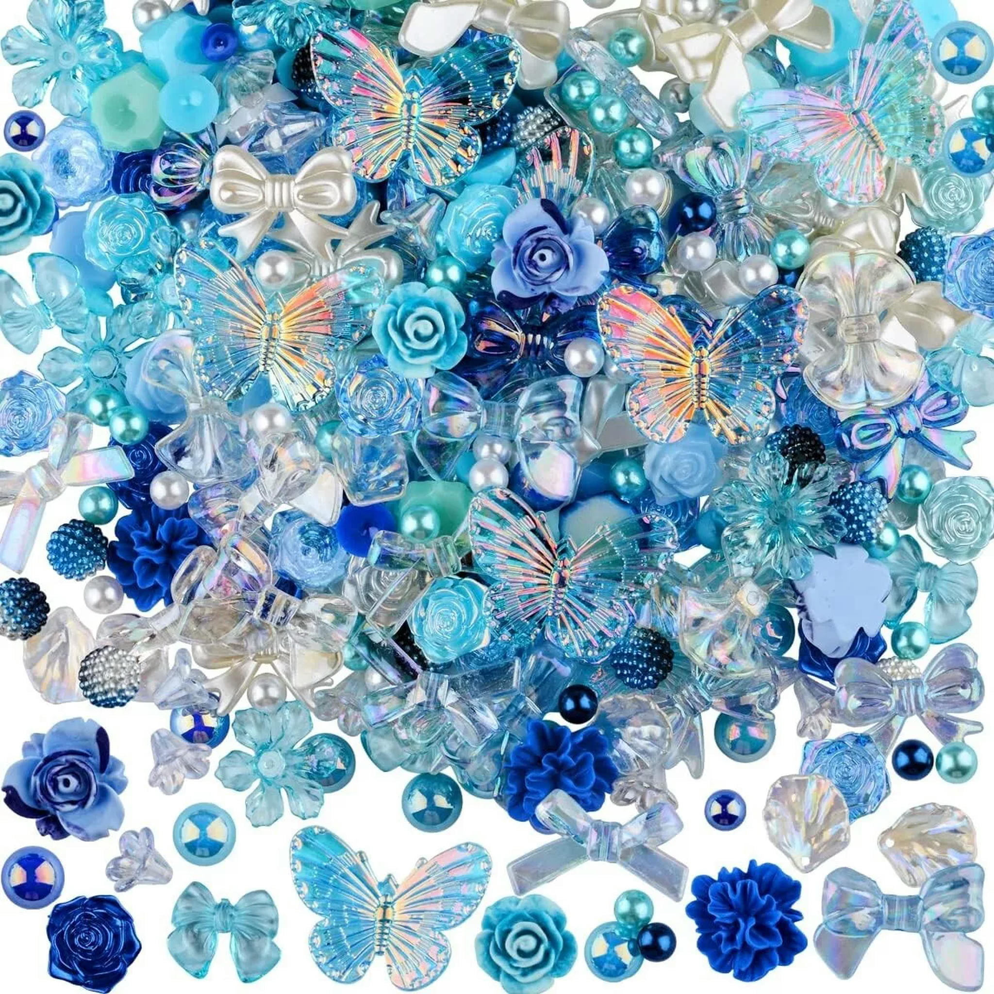 U8MO Resin Cabochons Butterfly Slime Charms Blue White Bulk Assorted Lot 350pcs