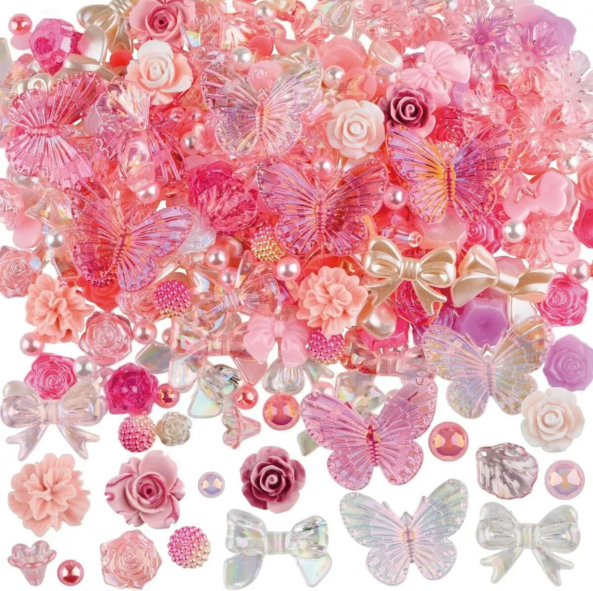 U8MO Resin Cabochons Butterfly Slime Charms Pink White Bulk Assorted Lot 350pcs