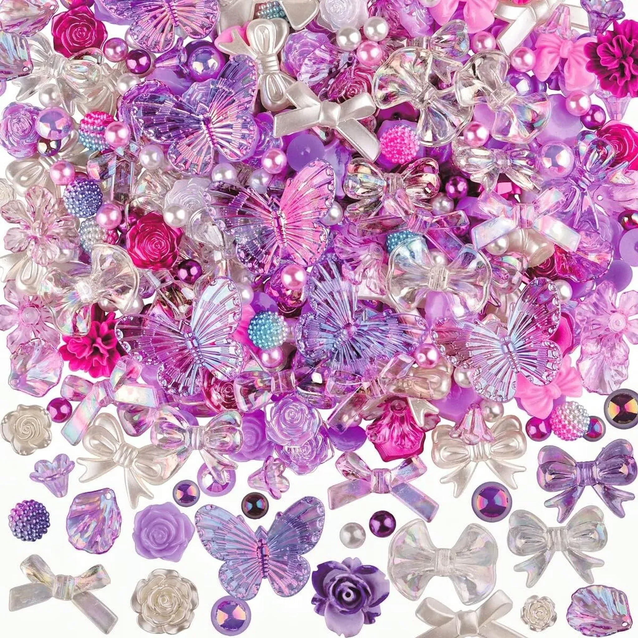U8MO Resin Cabochons Butterfly Slime Charms Purple Pink Bulk Assorted Lot 350pcs