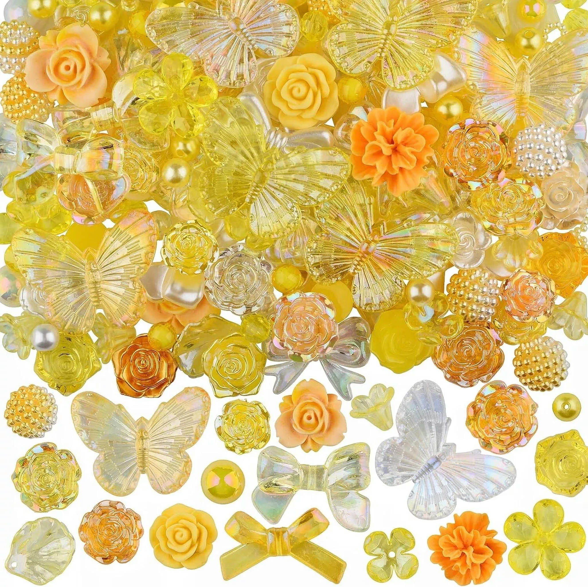 U8MO Resin Cabochons Butterfly Slime Charms Yellow Orange Bulk Assorted Lot 350pcs