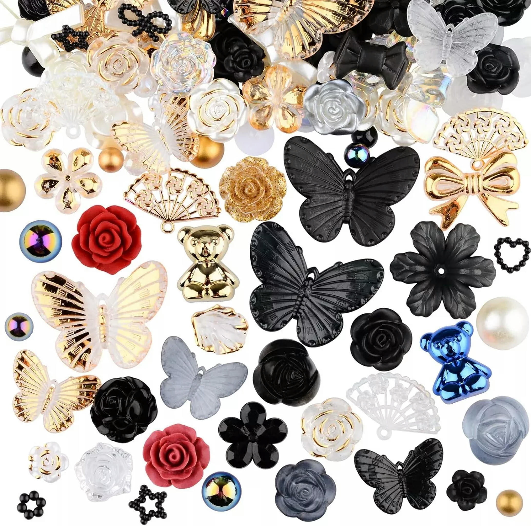 U8MO Resin Cabochons Food Slime Charms Black Gold Bulk Assorted Lot 350pcs