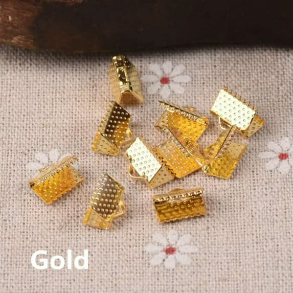 U8MO Ribbon Leather 6~35mm Cord Clamp End Crimp Beads Tips Clip Buckle Findings-Gold-35mm/50pcs
