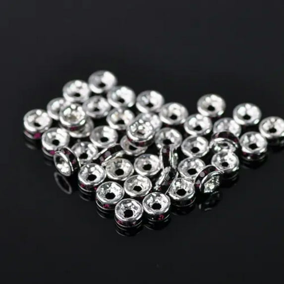 U8MO Rondelle 4mm 5mm 6mm 8mm 10mm 12mm Crystal Rhinestone Metal Loose Spacer Beads-10mm 50pcs-Dark Purple