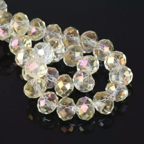 U8MO Rondelle Faceted Crystal Glass Loose Spacer Beads lot 3mm 4mm 6mm 8mm 10mm 12mm-106) Yellow Colorized-12X8mm (10pcs)