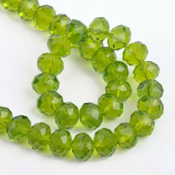 U8MO Rondelle Faceted Crystal Glass Loose Spacer Beads lot 3mm 4mm 6mm 8mm 10mm 12mm-16) Olive Green-10X7mm (15pcs)