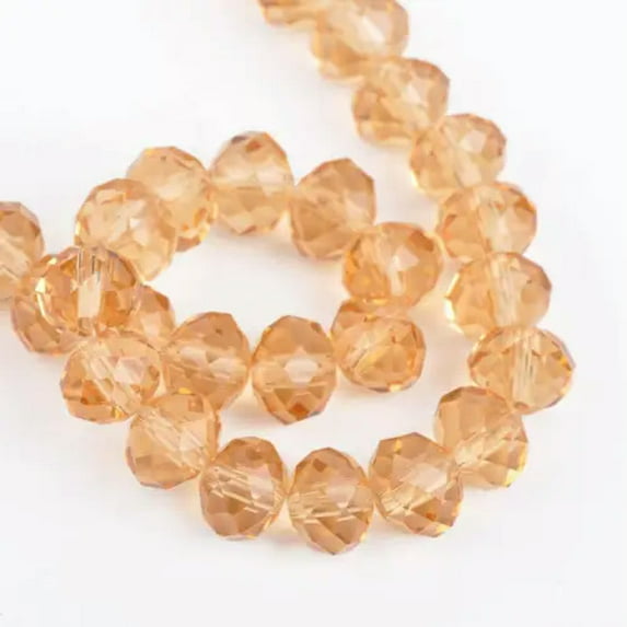 U8MO Rondelle Faceted Crystal Glass Loose Spacer Beads lot 3mm 4mm 6mm 8mm 10mm 12mm-26) Champagne-6X4mm (50pcs)