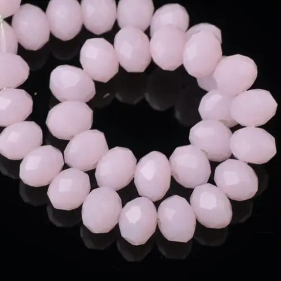 U8MO Rondelle Faceted Crystal Glass Loose Spacer Beads lot 3mm 4mm 6mm 8mm 10mm 12mm-37) Jade Pink-10X7mm (15pcs)