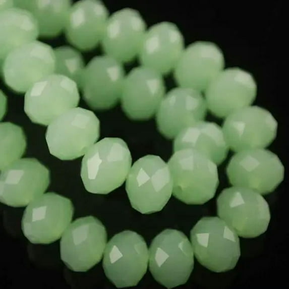 U8MO Rondelle Faceted Crystal Glass Loose Spacer Beads lot 3mm 4mm 6mm 8mm 10mm 12mm-41) Jade Green-8X6mm (30pcs)