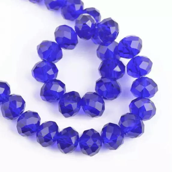 U8MO Rondelle Faceted Crystal Glass Loose Spacer Beads lot 3mm 4mm 6mm 8mm 10mm 12mm-5) Deep Blue-12X8mm (10pcs)