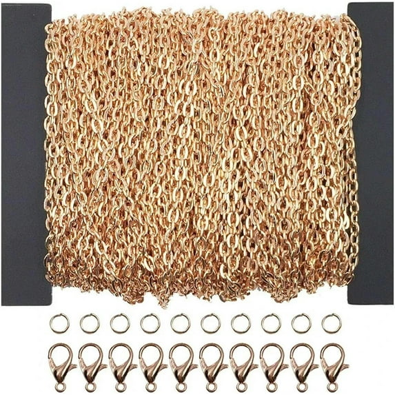 U8MO Rose Gold Cable Chain Link Roll Bulk Jewelry Supplies 3x2mm 39ft Wholesale Lot