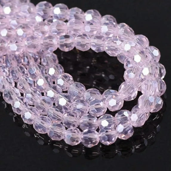 U8MO Round 3mm 4mm 6mm 8mm 32 Facets Faceted Cut Crystal Glass Loose Beads AB Plated-3mm(100pcs)-Pink AB
