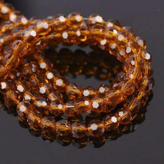 U8MO Round 3mm 4mm 6mm 8mm 32 Facets Faceted Cut Crystal Glass Loose Beads Solid-8mm(72pcs)-Deep Brown