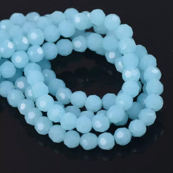 U8MO Round 3mm 4mm 6mm 8mm 32 Facets Faceted Cut Crystal Glass Loose Beads Solid-8mm(72pcs)-Jade Lake Blue