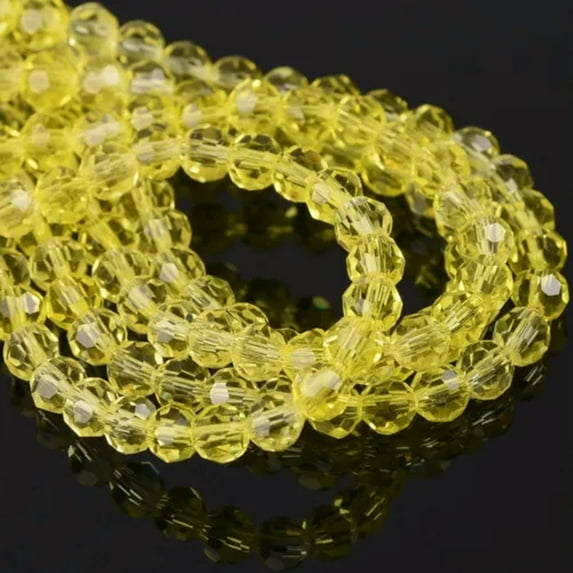 U8MO Round 3mm 4mm 6mm 8mm 32 Facets Faceted Cut Crystal Glass Loose Beads Solid-8mm(72pcs)-Yellow
