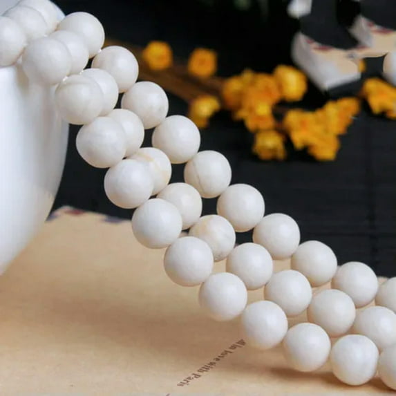 U8MO Round 4mm 6mm 8mm 10mm 12mm Natural Stone Gemstone Loose Beads Jewelry Making-White Fosssil-10mm (20pcs)