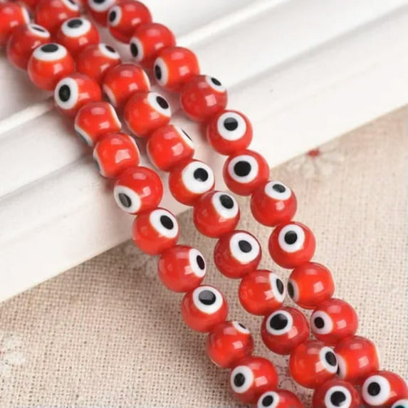 U8MO Round 6mm 8mm 10mm Evil Eye Millefiori Glass Beads for Jewelry Making-10mm(35pcs/strain)-Red