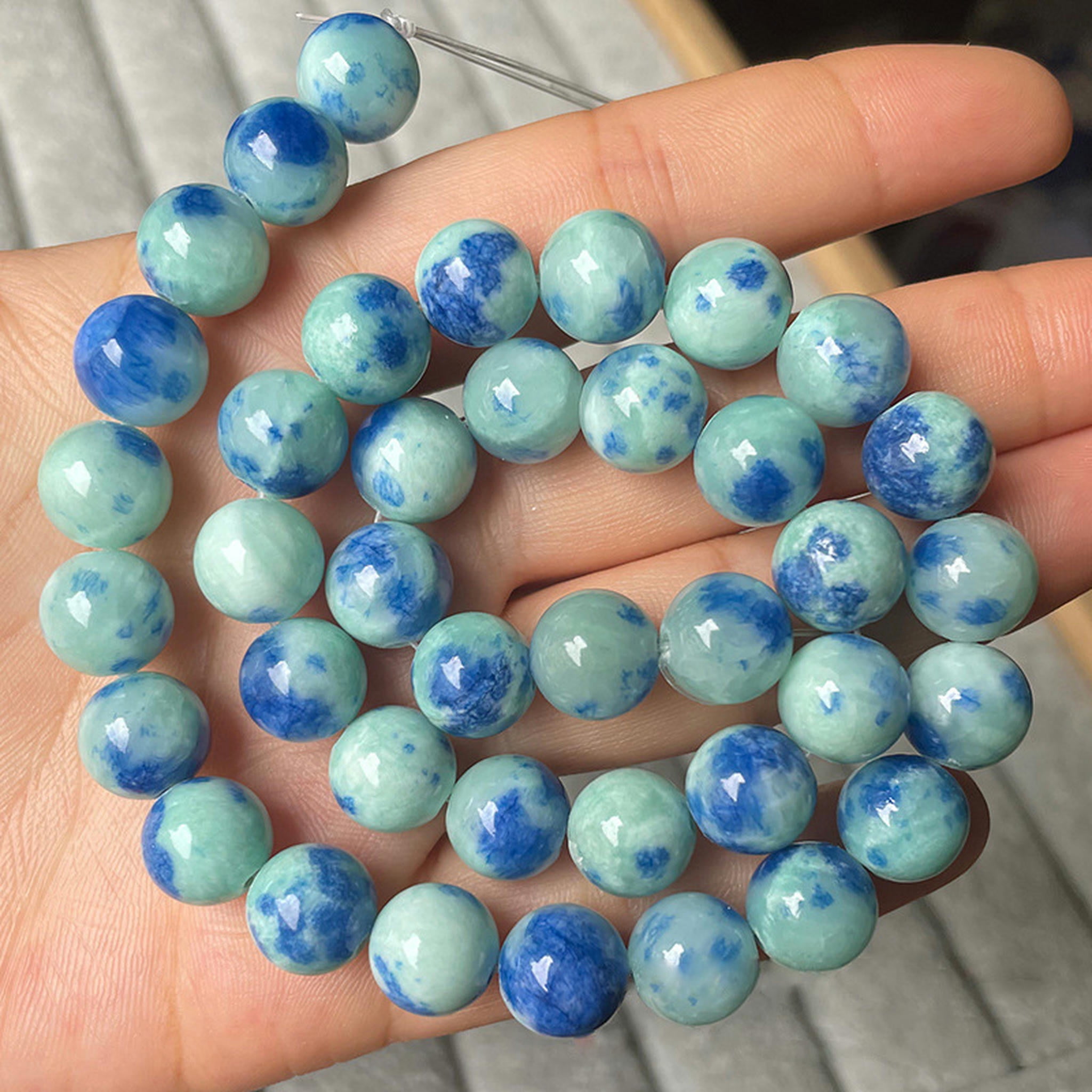 60PCS 6mm Black Network Zebra Stone Beads – Natural Loose Beads For Jewelry Making, DIY Bracelets & Necklaces