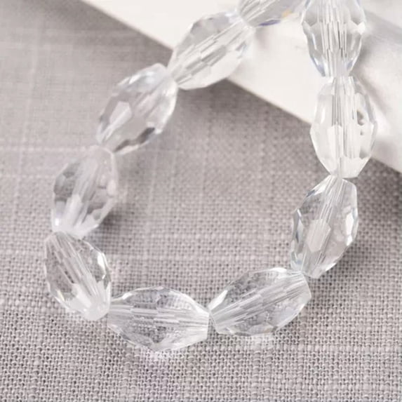 U8MO Rugby Oval 8x6mm 10x8mm Faceted Crystal Glass Loose Beads for Jewelry Making-8x6mm (30pcs)-Clear