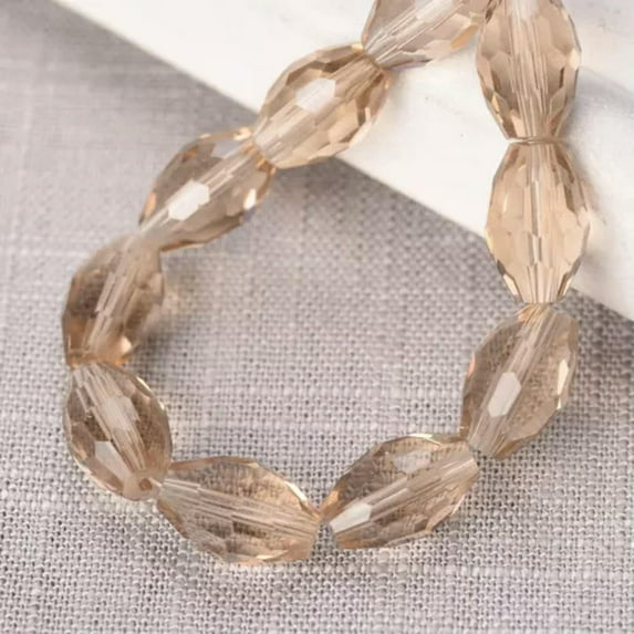 U8MO Rugby Oval 8x6mm 10x8mm Faceted Crystal Glass Loose Beads for Jewelry Making-8x6mm (30pcs)-Light Champagne