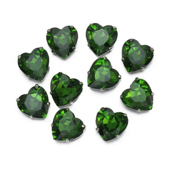 U8MO Sew On Crystal Glass Flat Back Claw Rhinestones Loose Beads For Jewelry Making-14mm-Green