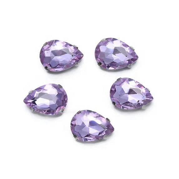 U8MO Sew On Crystal Glass Rhinestones Flat Back Claw Cup Craft Beads DIY Jewelry-Gold 18x25mm 5pcs-Violet
