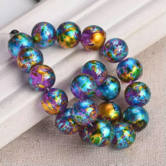 U8MO Round 6mm 8mm 10mm Shiny Patterns Crystal Glass Loose Beads For Jewelry Making-Color 10-8mm 30pcs