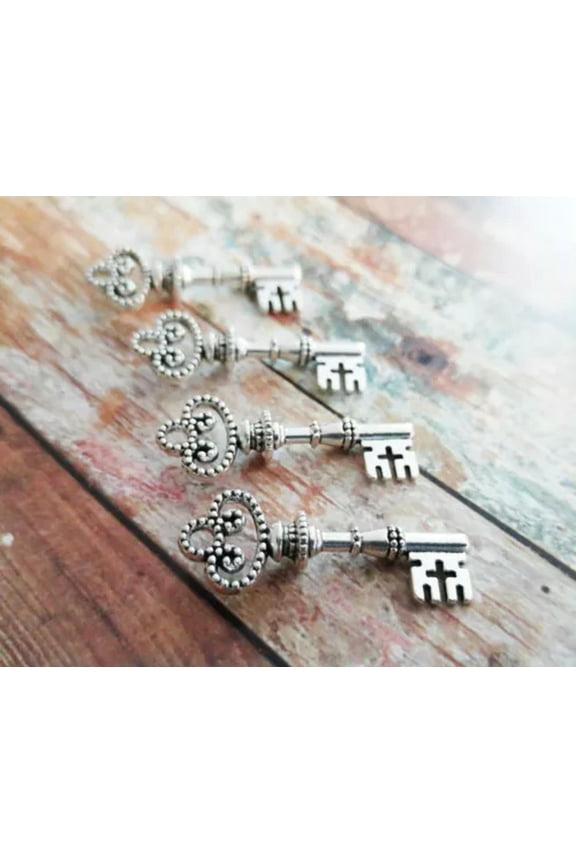 Silver Key Charms Pendants Steampunk Keys Skeleton Keys Trinity Key Pendants 25+-100pcs